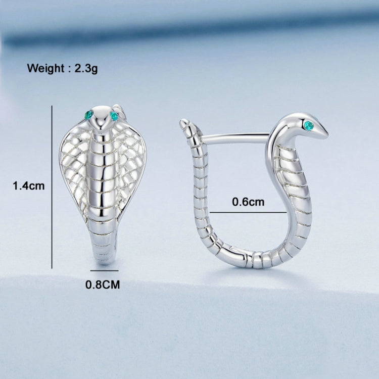BSE728 Sterling Silver S925 White Gold Plated Zirconia Cobra Earrings