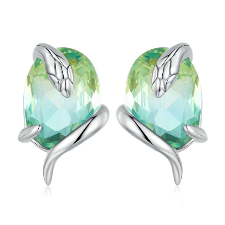 BSE731 Sterling Silver S925 Gradient Glass Winding Snake Earrings