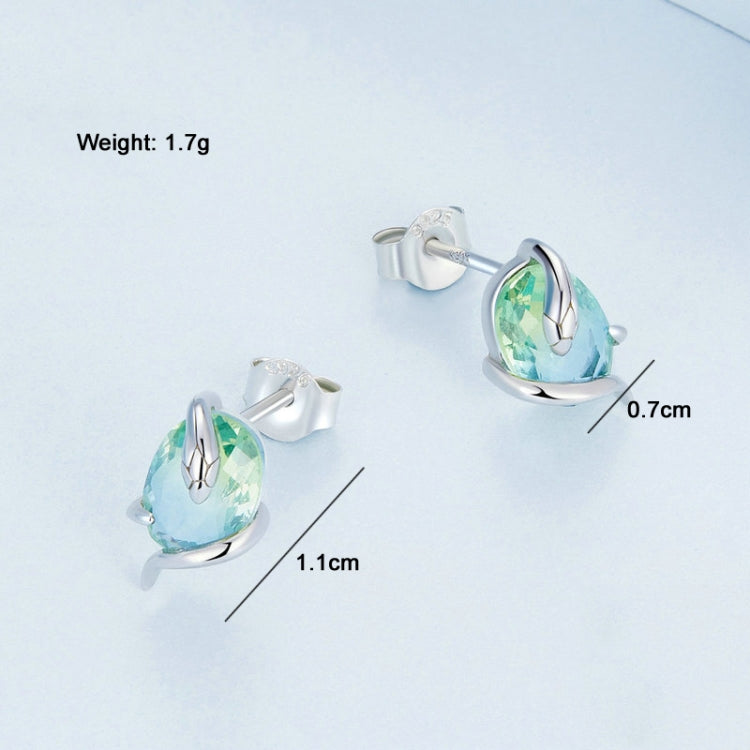 BSE731 Sterling Silver S925 Gradient Glass Winding Snake Earrings