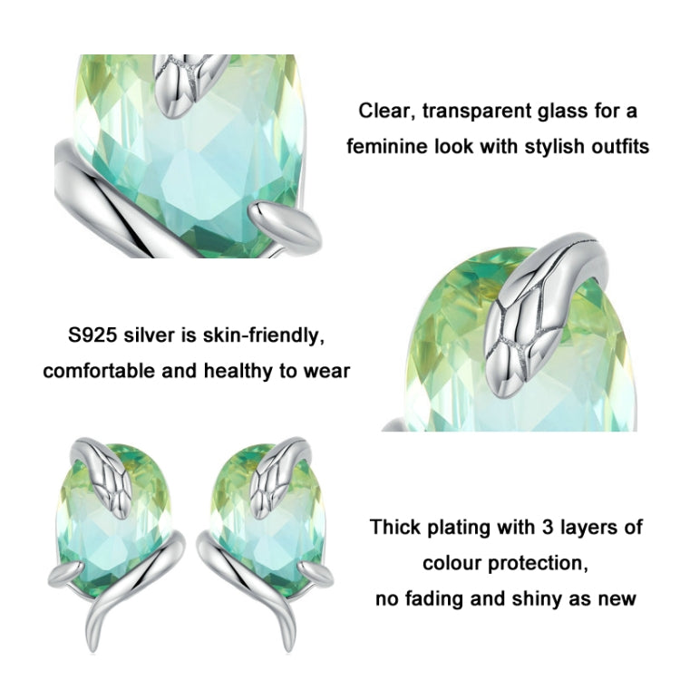 BSE731 Sterling Silver S925 Gradient Glass Winding Snake Earrings