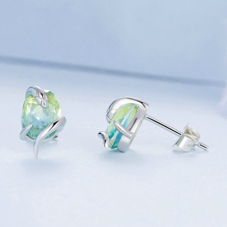 BSE731 Sterling Silver S925 Gradient Glass Winding Snake Earrings