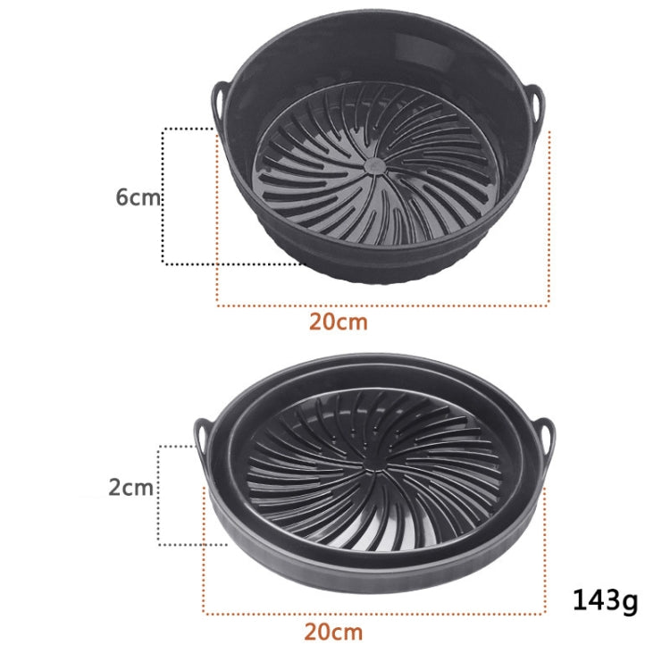 2pcs Air Fryer Grill Mat High Temperature Resistant Silicone Baking Tray, Specification: Round Black