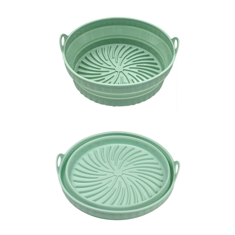 2pcs Air Fryer Grill Mat High Temperature Resistant Silicone Baking Tray, Specification: Round Green