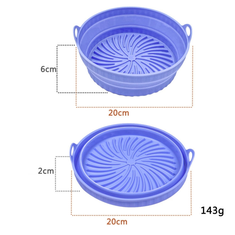 2pcs Air Fryer Grill Mat High Temperature Resistant Silicone Baking Tray, Specification: Round Blue