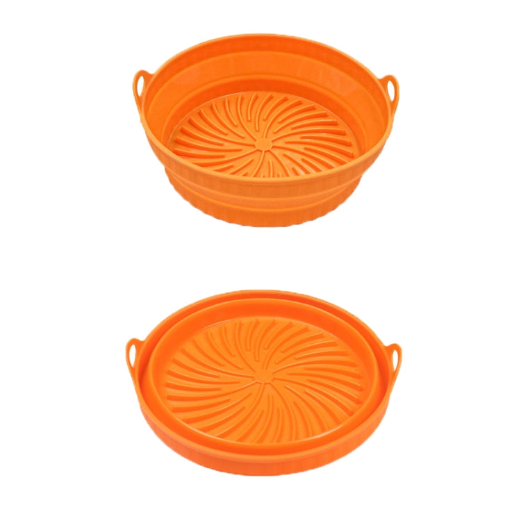 2pcs Air Fryer Grill Mat High Temperature Resistant Silicone Baking Tray, Specification: Round Orange