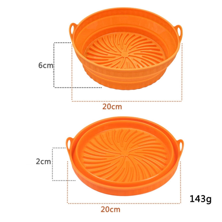 2pcs Air Fryer Grill Mat High Temperature Resistant Silicone Baking Tray, Specification: Round Orange