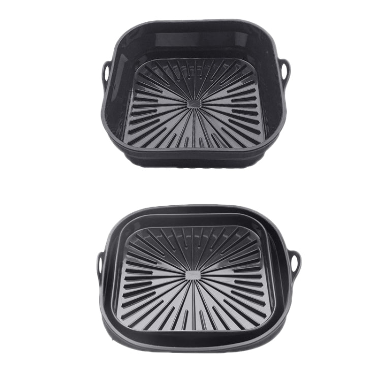 2pcs Air Fryer Grill Mat High Temperature Resistant Silicone Baking Tray, Specification: Square Black