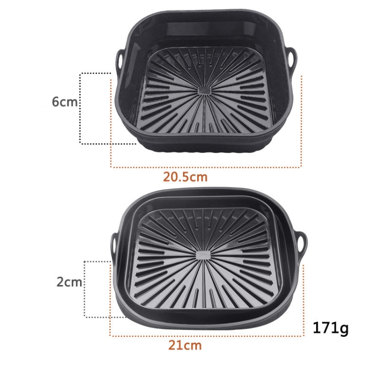 2pcs Air Fryer Grill Mat High Temperature Resistant Silicone Baking Tray, Specification: Square Black