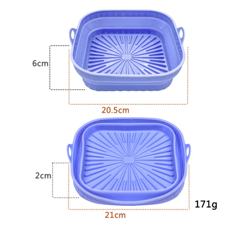 2pcs Air Fryer Grill Mat High Temperature Resistant Silicone Baking Tray, Specification: Square Blue