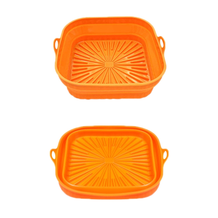 2pcs Air Fryer Grill Mat High Temperature Resistant Silicone Baking Tray, Specification: Square Orange