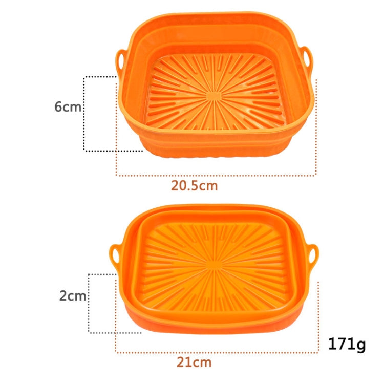 2pcs Air Fryer Grill Mat High Temperature Resistant Silicone Baking Tray, Specification: Square Orange