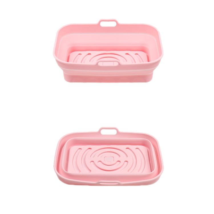 2pcs Air Fryer Grill Mat High Temperature Resistant Silicone Baking Tray, Specification: Rectangular Pink