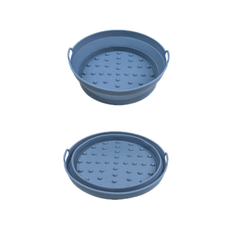 2pcs Air Fryer Grill Mat High Temperature Resistant Silicone Baking Tray, Specification: Small Round Dark Blue