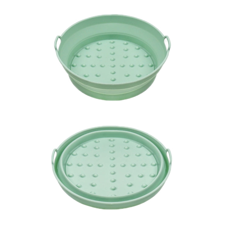 2pcs Air Fryer Grill Mat High Temperature Resistant Silicone Baking Tray, Specification: Small Round Green