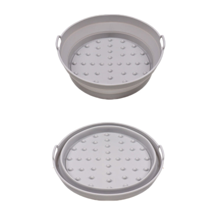 2pcs Air Fryer Grill Mat High Temperature Resistant Silicone Baking Tray, Specification: Small Round Gray