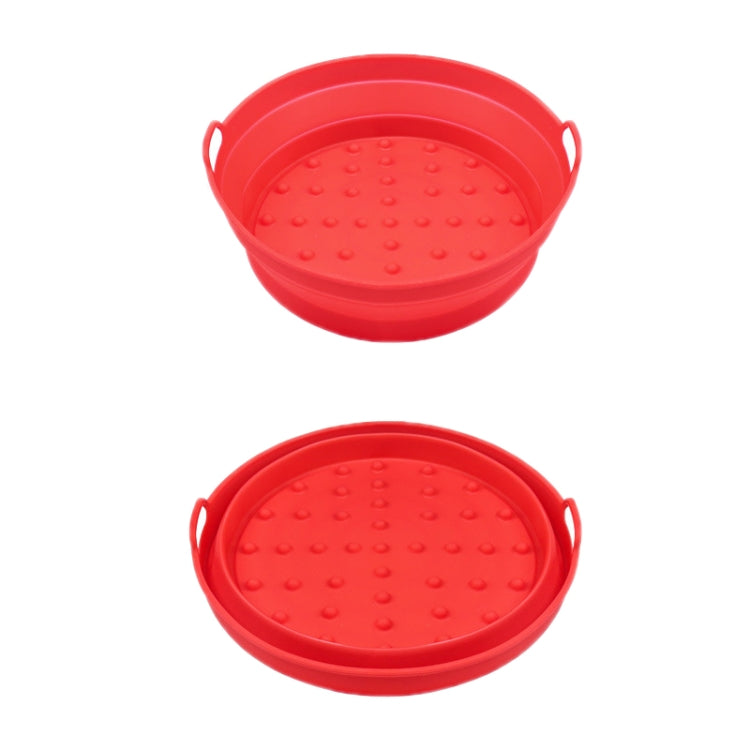 2pcs Air Fryer Grill Mat High Temperature Resistant Silicone Baking Tray, Specification: Small Round Red