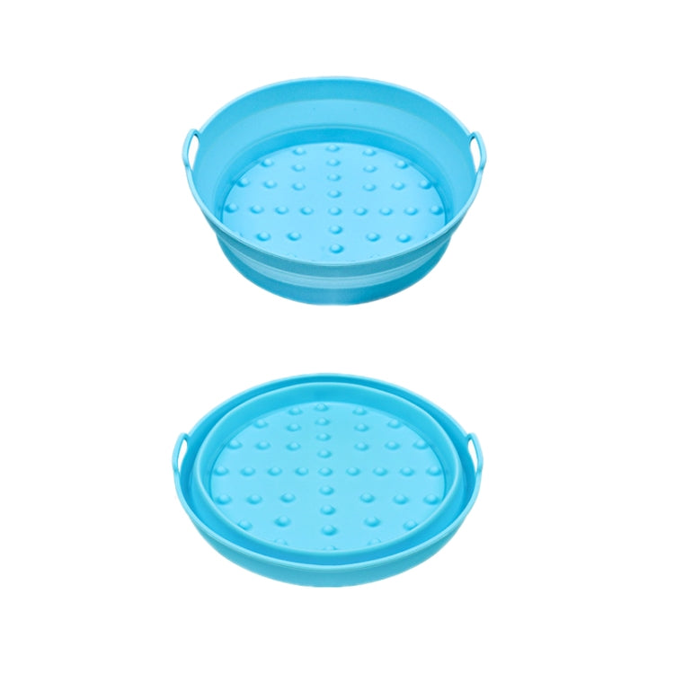 2pcs Air Fryer Grill Mat High Temperature Resistant Silicone Baking Tray, Specification: Small Round Blue
