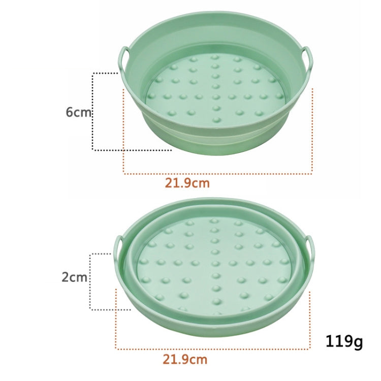 2pcs Air Fryer Grill Mat High Temperature Resistant Silicone Baking Tray, Specification: Large Round Green