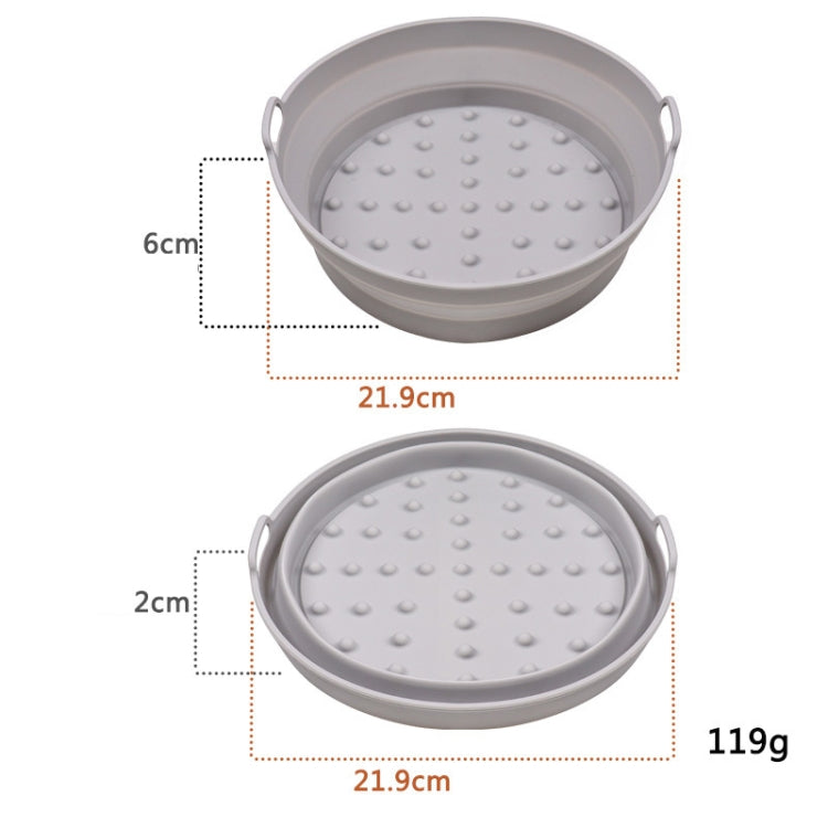 2pcs Air Fryer Grill Mat High Temperature Resistant Silicone Baking Tray, Specification: Large Round Gray