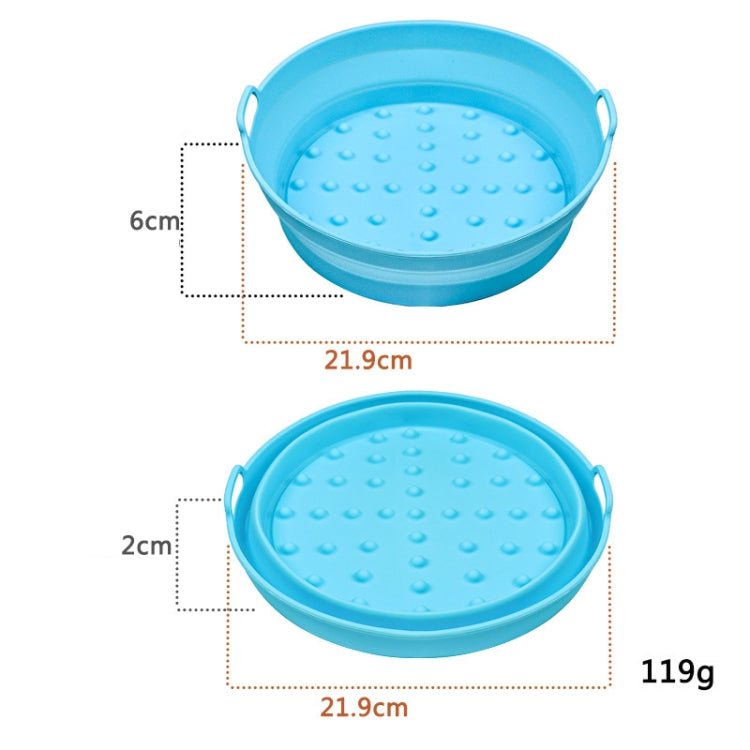 2pcs Air Fryer Grill Mat High Temperature Resistant Silicone Baking Tray, Specification: Large Round Blue
