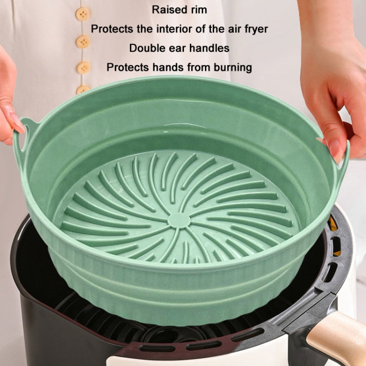 2pcs Air Fryer Grill Mat High Temperature Resistant Silicone Baking Tray, Specification: Large Round Blue