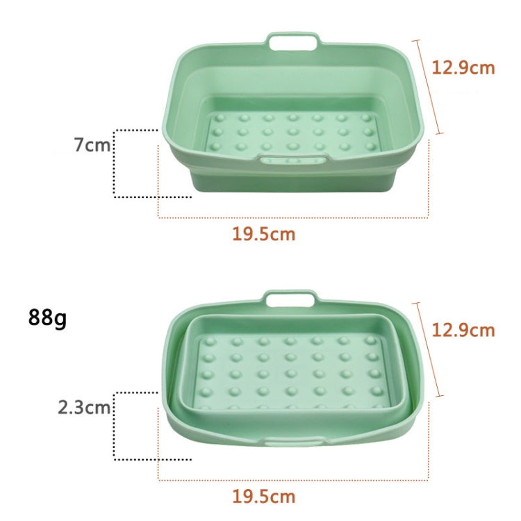 2pcs Air Fryer Grill Mat High Temperature Resistant Silicone Baking Tray, Specification: Rectangular Dot Green