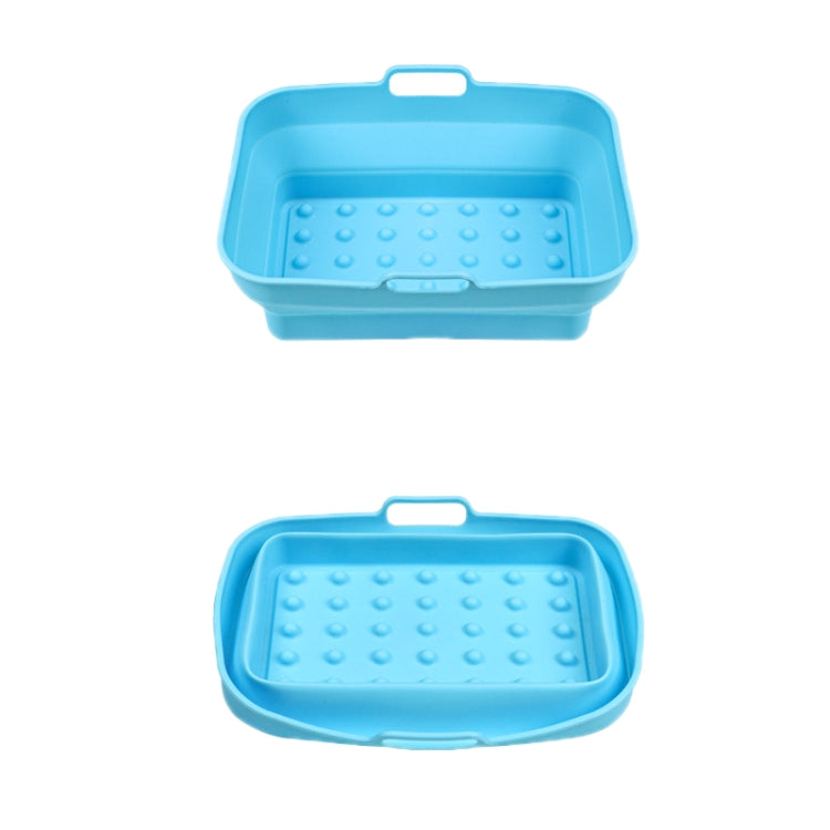 2pcs Air Fryer Grill Mat High Temperature Resistant Silicone Baking Tray, Specification: Rectangular Dot Blue