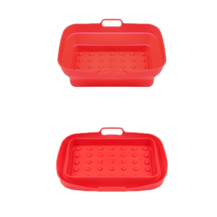2pcs Air Fryer Grill Mat High Temperature Resistant Silicone Baking Tray, Specification: Rectangular Dot Red