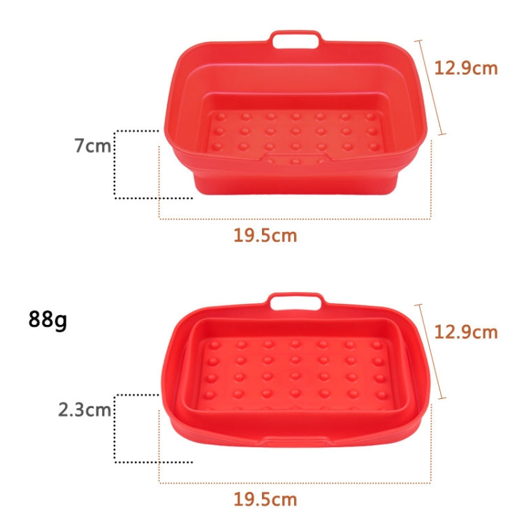2pcs Air Fryer Grill Mat High Temperature Resistant Silicone Baking Tray, Specification: Rectangular Dot Red