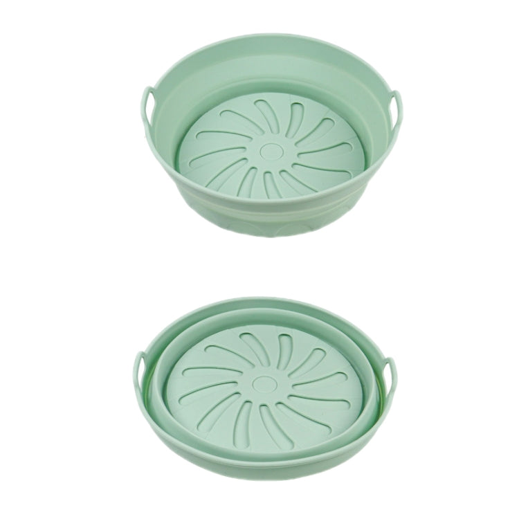 2pcs Air Fryer Grill Mat High Temperature Resistant Silicone Baking Tray, Specification: Round Inner Green