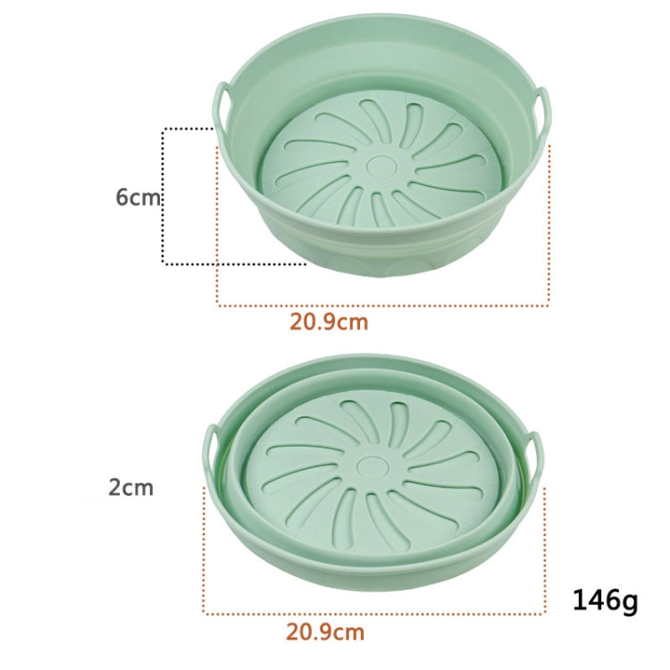 2pcs Air Fryer Grill Mat High Temperature Resistant Silicone Baking Tray, Specification: Round Inner Green