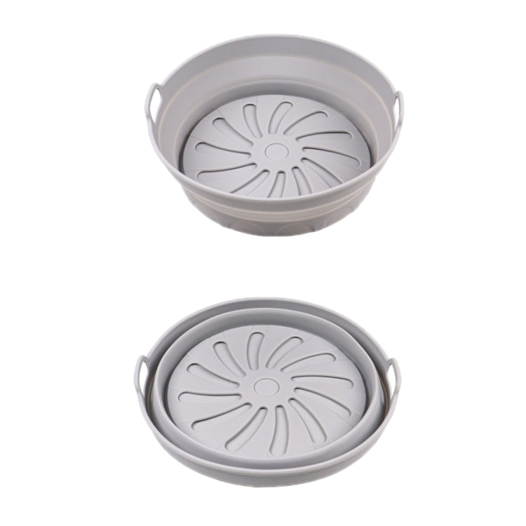 2pcs Air Fryer Grill Mat High Temperature Resistant Silicone Baking Tray, Specification: Round Inner Gray