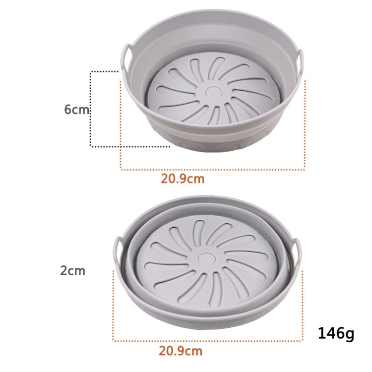 2pcs Air Fryer Grill Mat High Temperature Resistant Silicone Baking Tray, Specification: Round Inner Gray