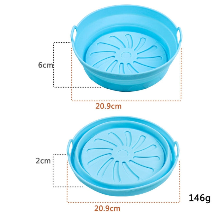 2pcs Air Fryer Grill Mat High Temperature Resistant Silicone Baking Tray, Specification: Round Inner Blue