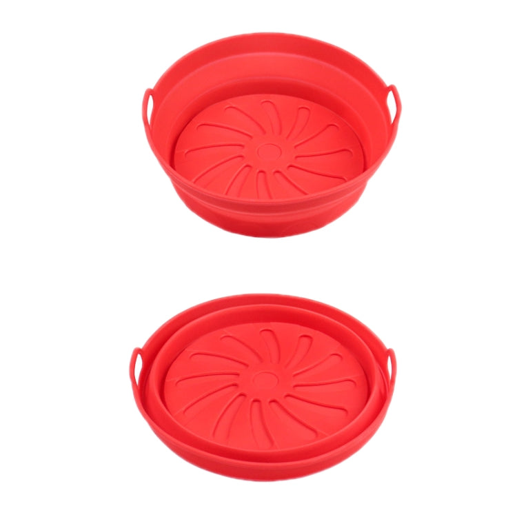 2pcs Air Fryer Grill Mat High Temperature Resistant Silicone Baking Tray, Specification: Round Inner Red