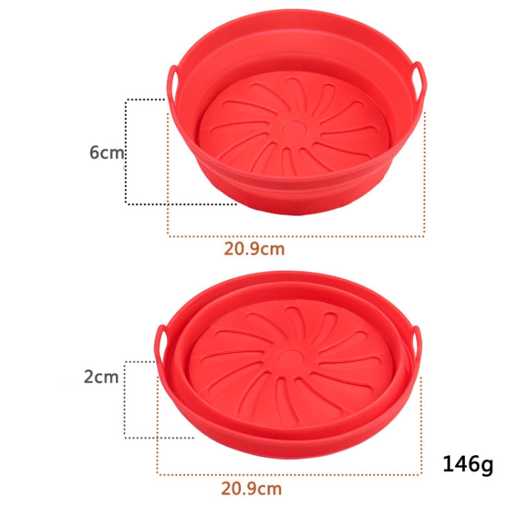 2pcs Air Fryer Grill Mat High Temperature Resistant Silicone Baking Tray, Specification: Round Inner Red