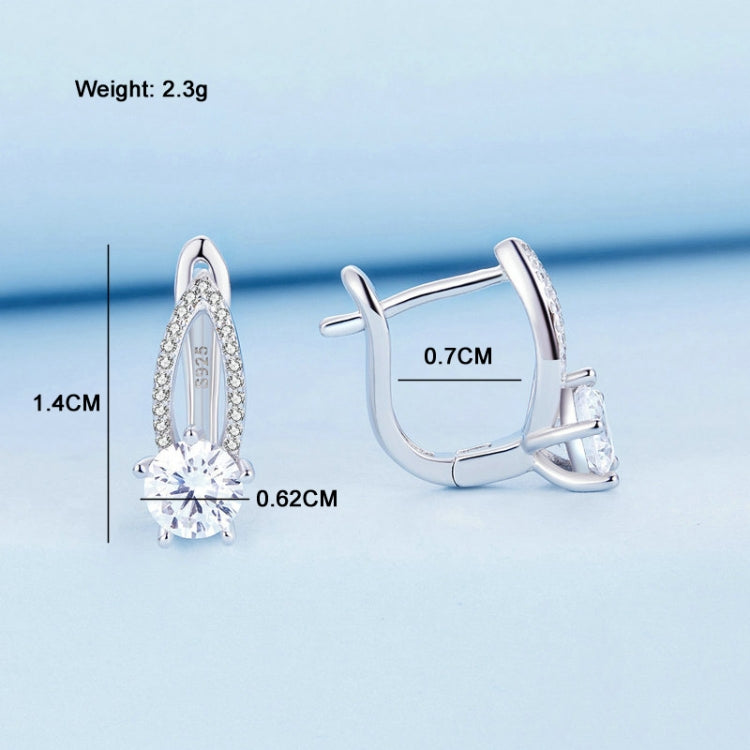BSE732 Sterling Silver S925 White Gold Plated Zirconia Hollow Line Earrings