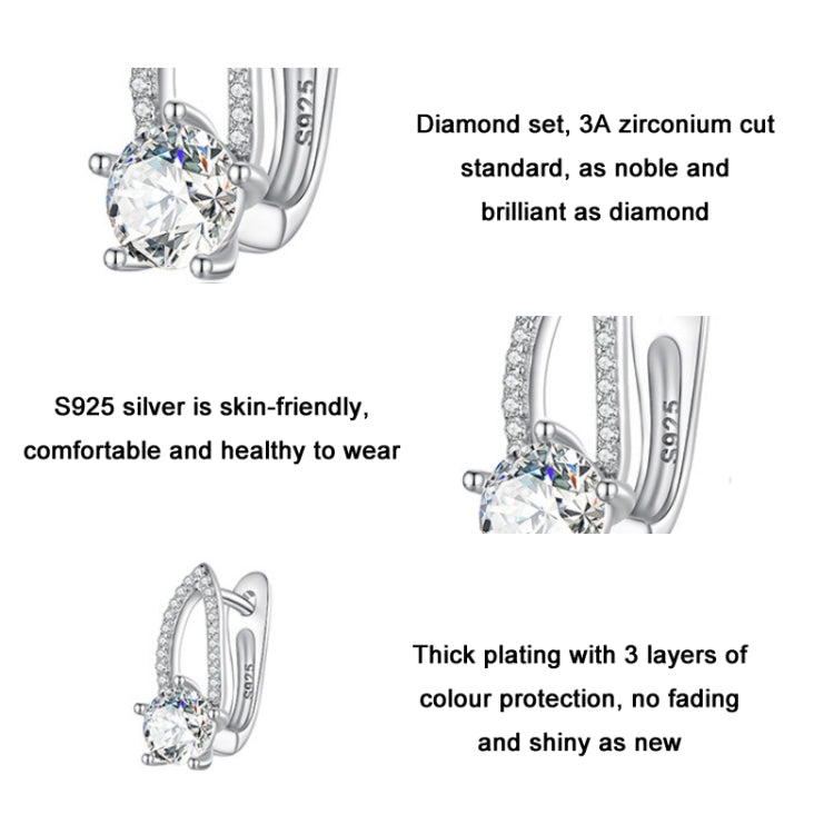 BSE732 Sterling Silver S925 White Gold Plated Zirconia Hollow Line Earrings