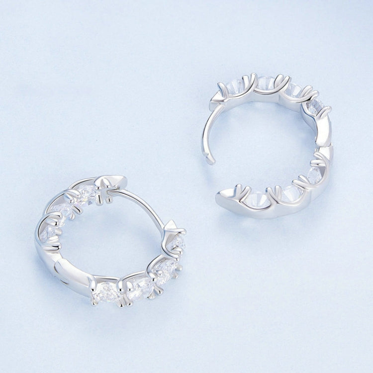 BSE734 Sterling Silver S925 Zirconia Budding Flower Earrings