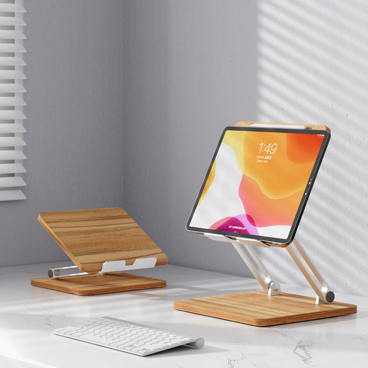 AP-2DP Desktop Liftable Wooden Tablet Laptop Support Stand(Darkwood)