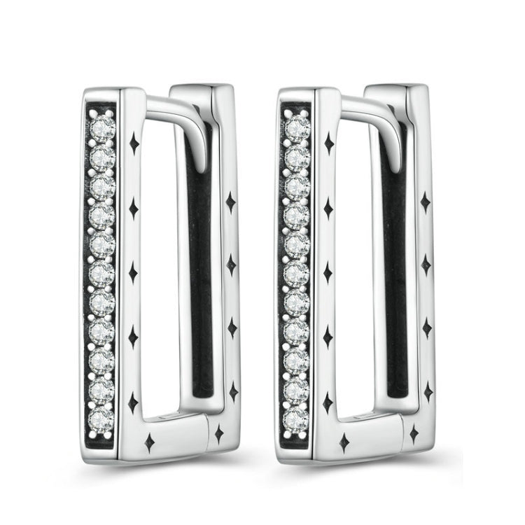 BSE739 Sterling Silver Geometric Minimalist Rectangular Earrings