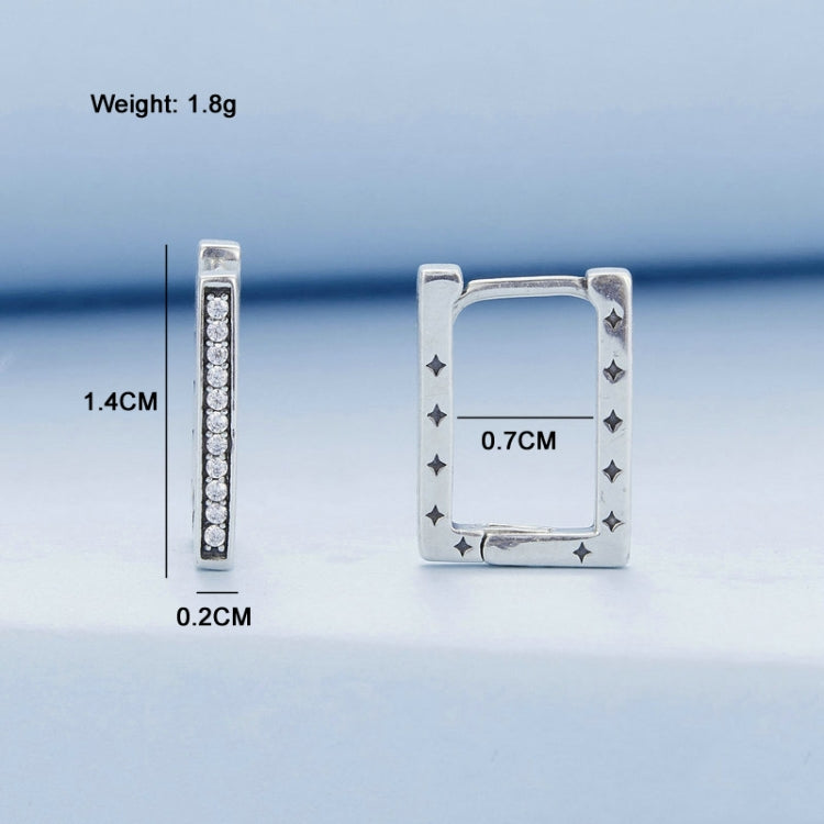 BSE739 Sterling Silver Geometric Minimalist Rectangular Earrings