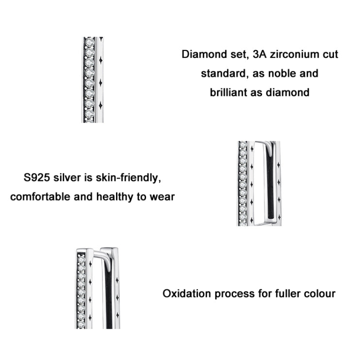 BSE739 Sterling Silver Geometric Minimalist Rectangular Earrings
