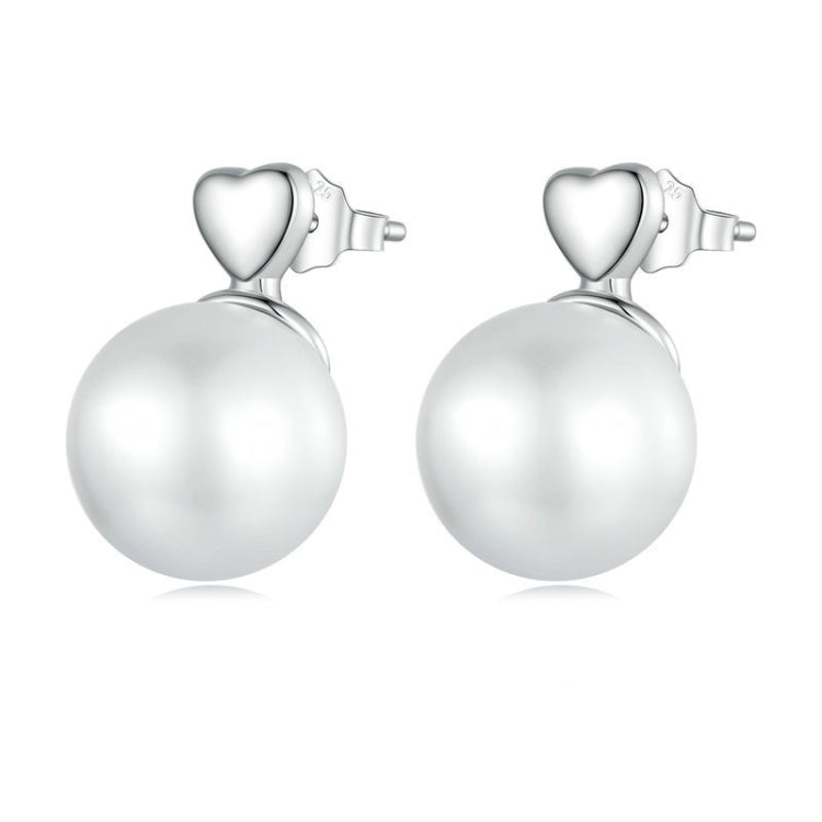 BSE741 Sterling Silver S925 White Gold Plated Simple Elegant Beads Earrings
