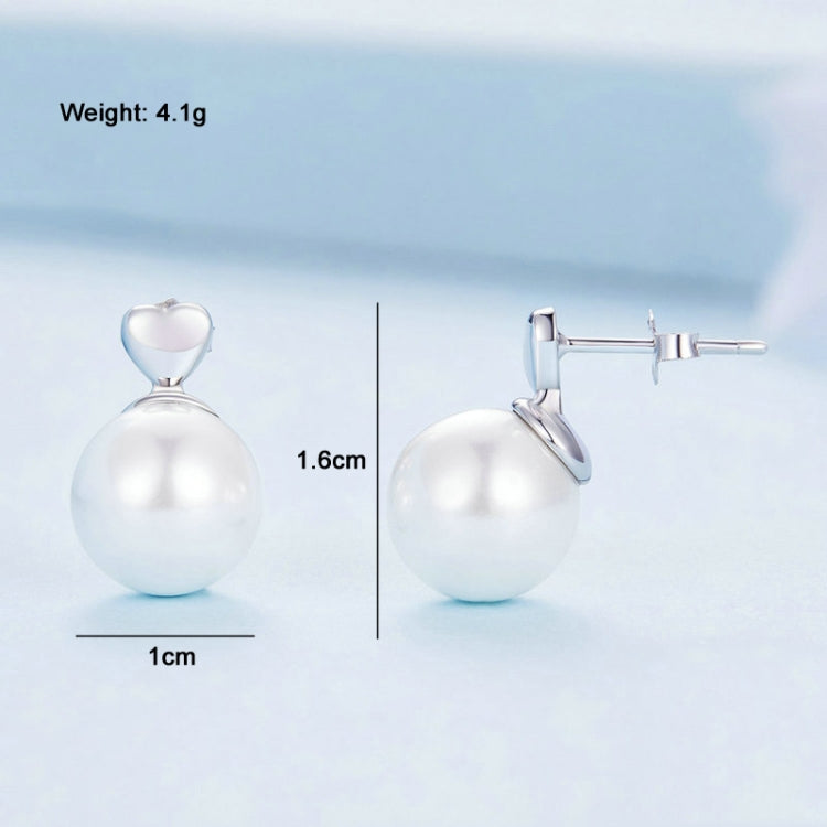 BSE741 Sterling Silver S925 White Gold Plated Simple Elegant Beads Earrings