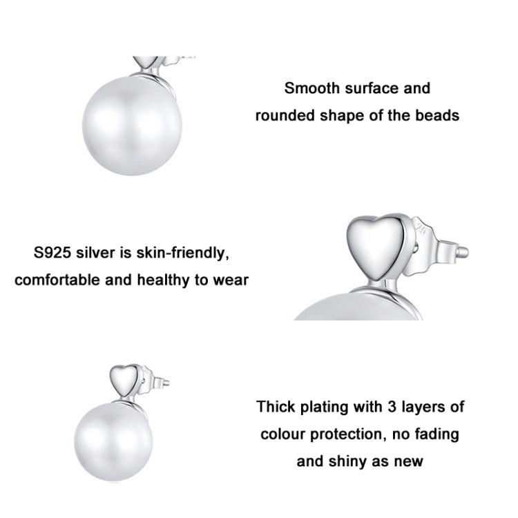 BSE741 Sterling Silver S925 White Gold Plated Simple Elegant Beads Earrings