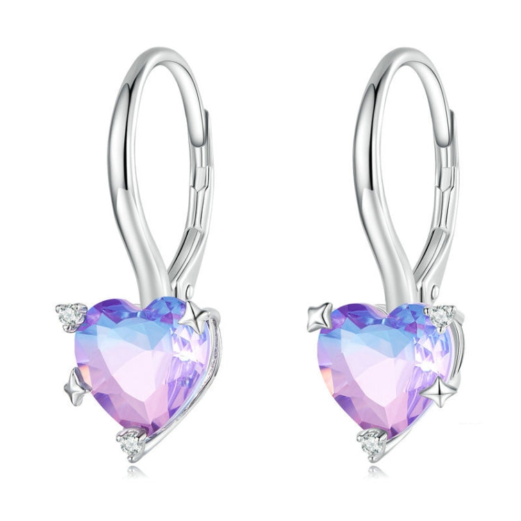 BSE743 Sterling Silver S925 White Gold Plated Zirconia Illusion Heart Earrings