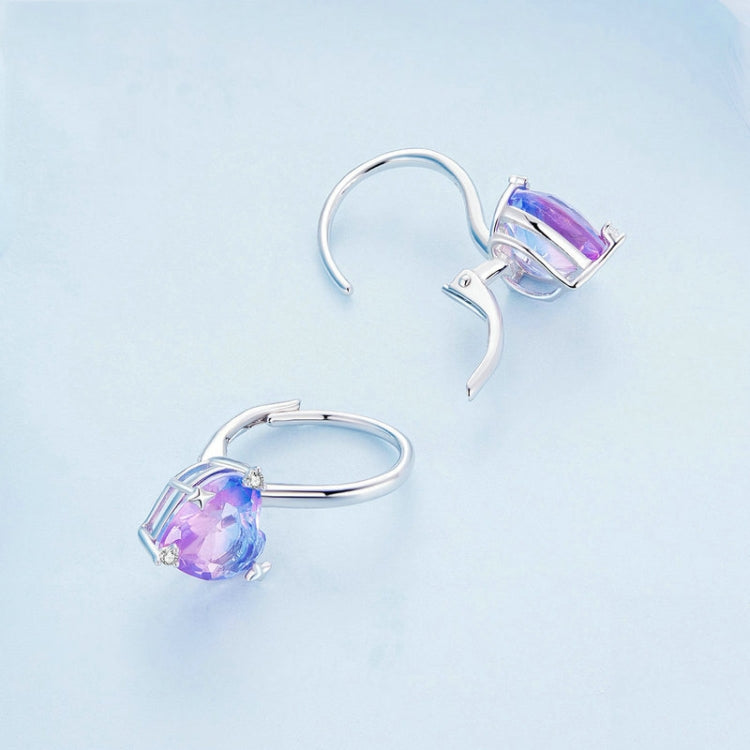 BSE743 Sterling Silver S925 White Gold Plated Zirconia Illusion Heart Earrings