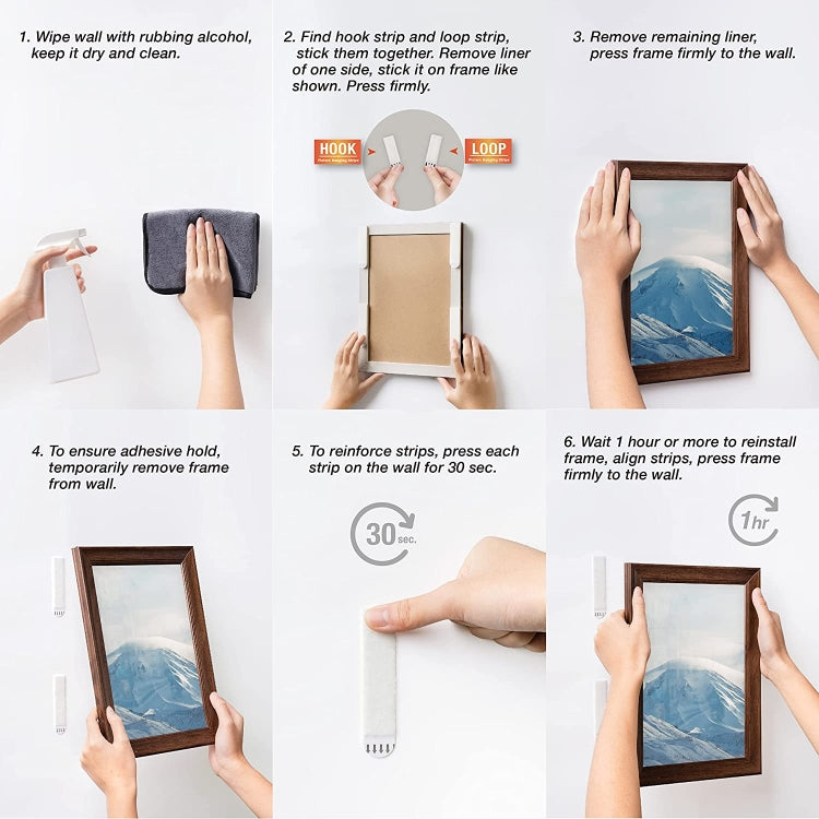 10pcs Picture Hanging Strips Hook and Loop Tape Picture Hanger 7x2cm