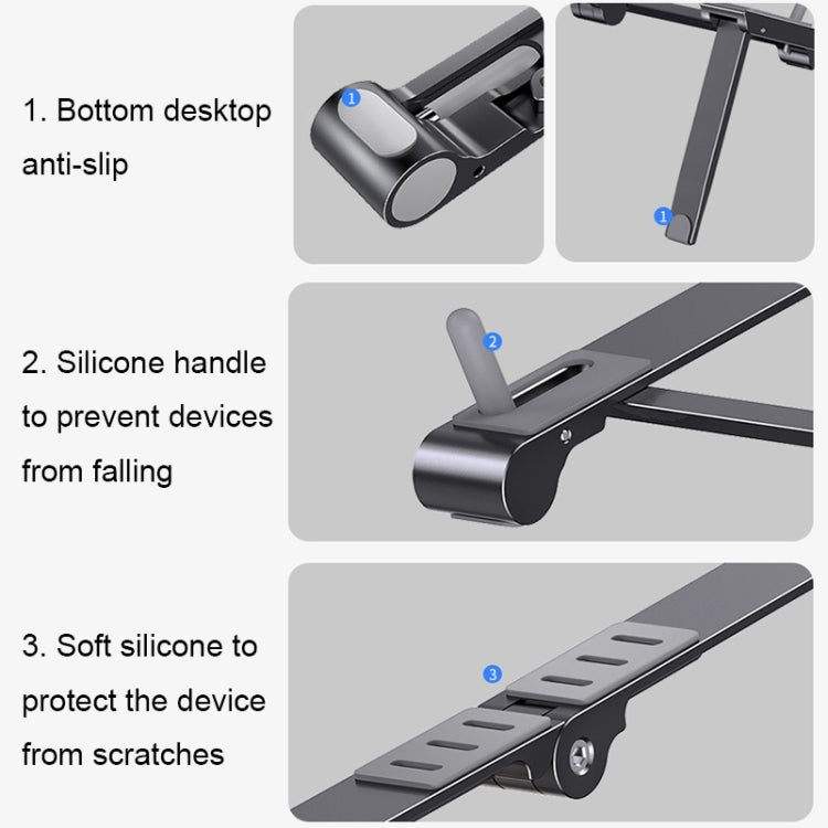 X23 3 In 1 Portable Storage Foldable Aluminum Phone Tablet Stand